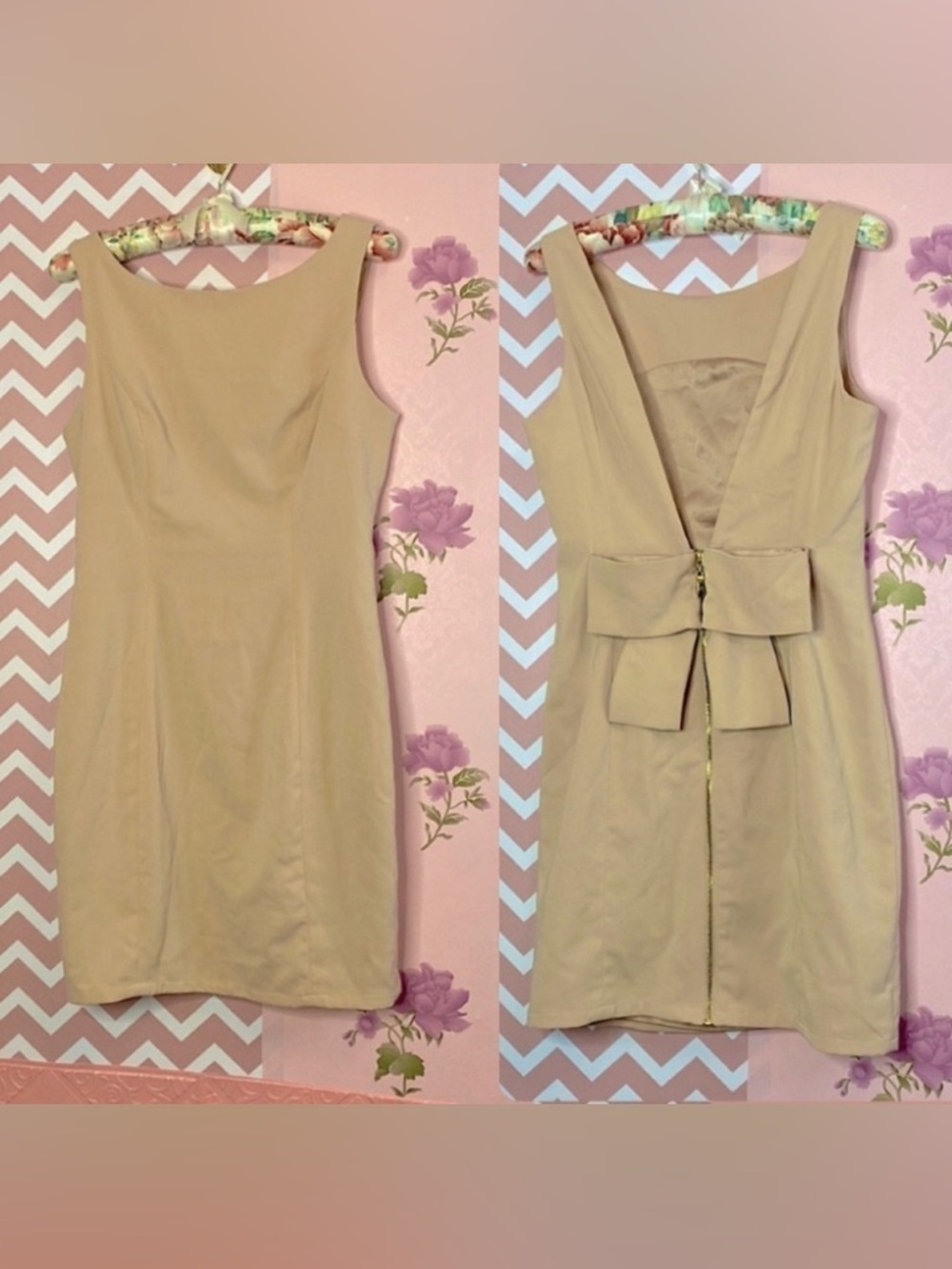 🌷 Forever 21 🌷 Low Back Bow Cream Beige Colour Dress